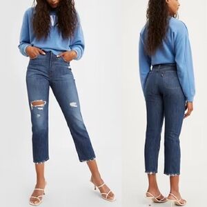 NWT Levis 501 Original Cropped Jeans Size 27 x 26 Distressed New Tags Denim Boho